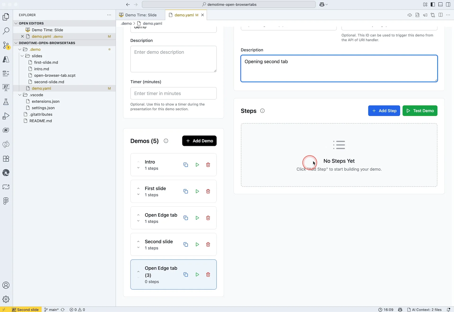 Step 6 - Add slide and execute command
