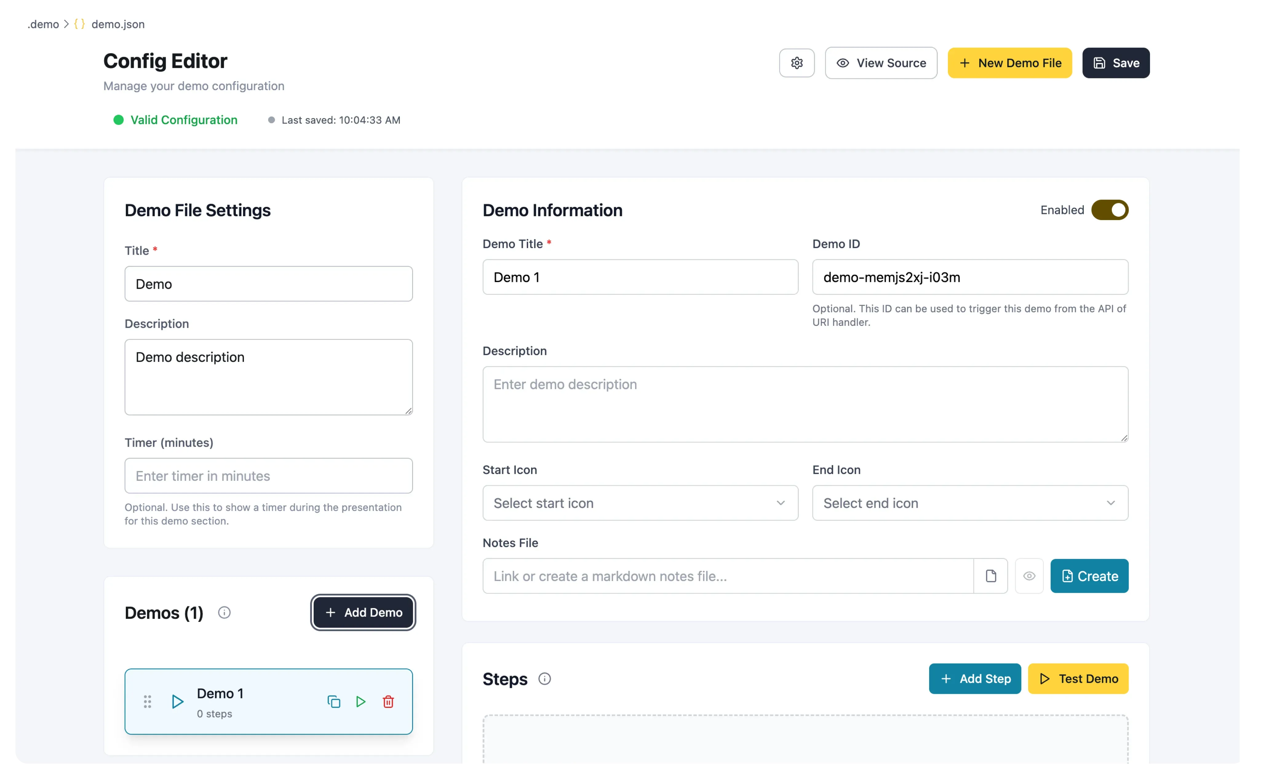 Adding your first scene within the Act Editor