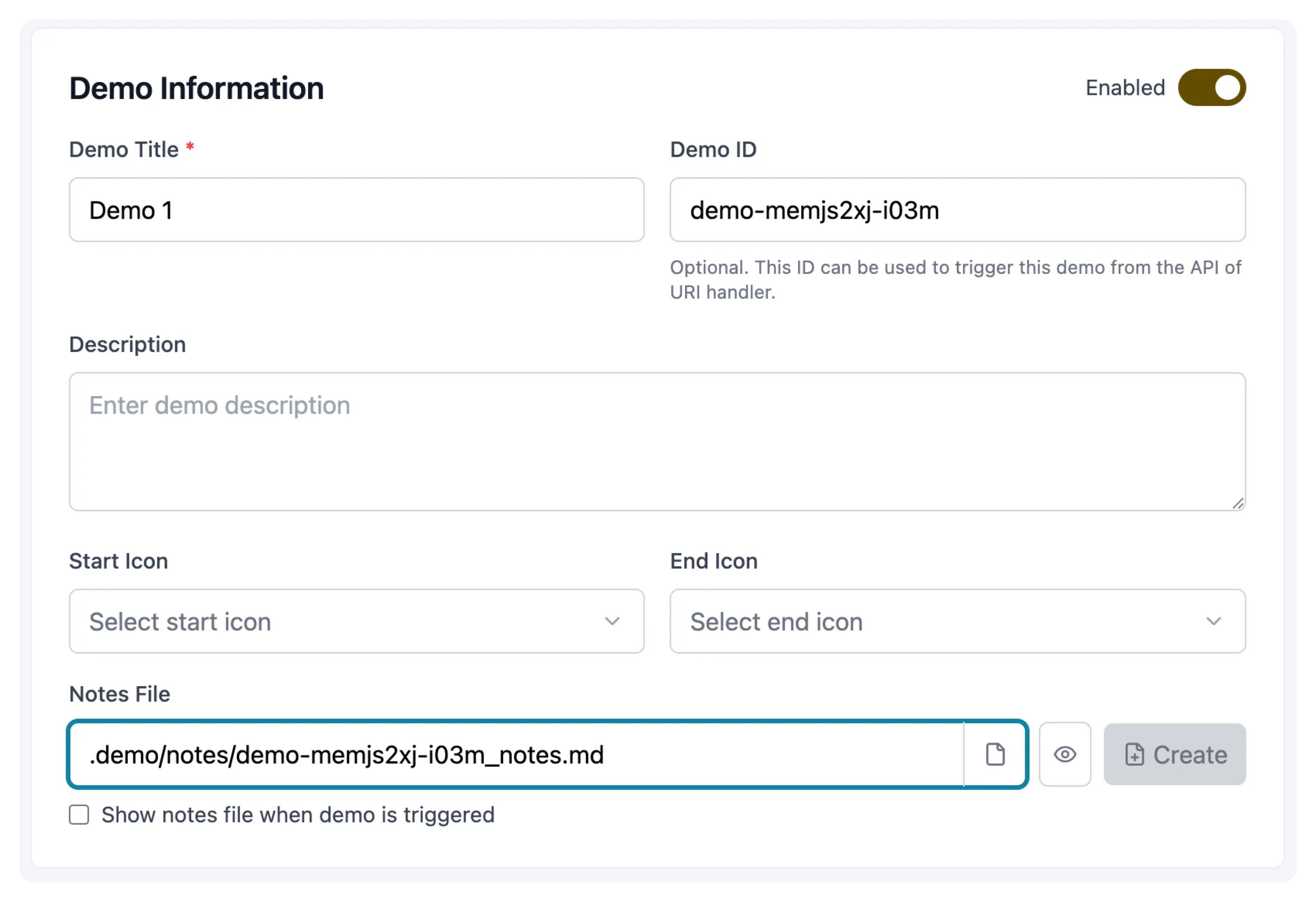 Configure notes in the Act Editor