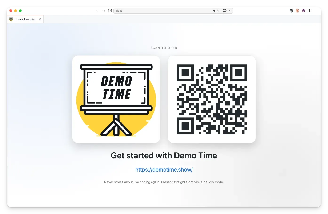 Show a QR code