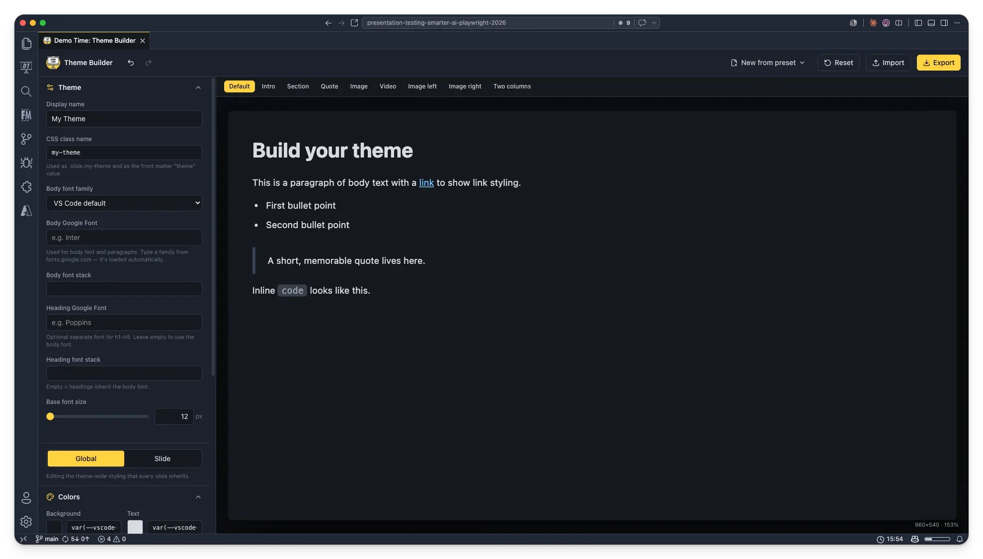 Theme Builder in Demo Time